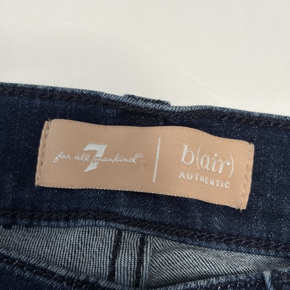 7 For All Mankind Womens B Air Bootcut Crop Dark Wash Denim Jeans 25 Distressed - Picture 3 of 11